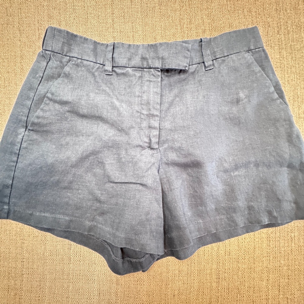 Abercrombie & Fitch Navy Blue 100% Linen Shorts The A&F Linen Collection Size 31